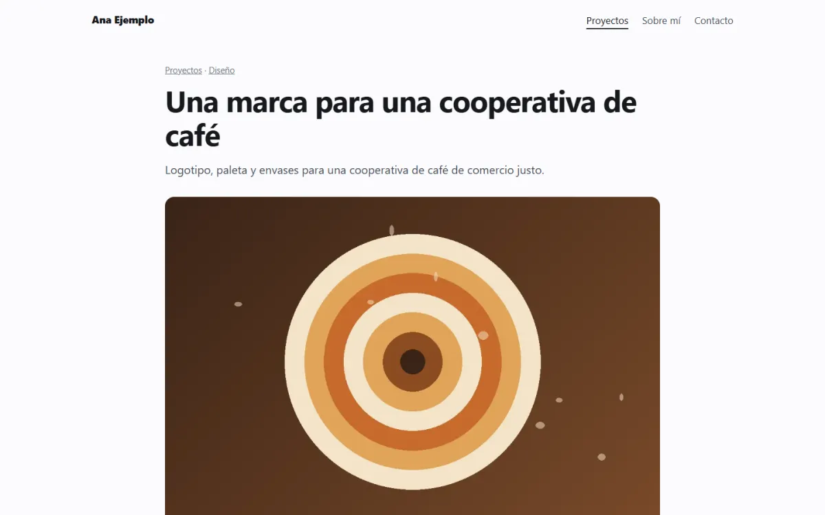 La ficha de un proyecto, con su ilustración a todo ancho, el año, el papel y las herramientas