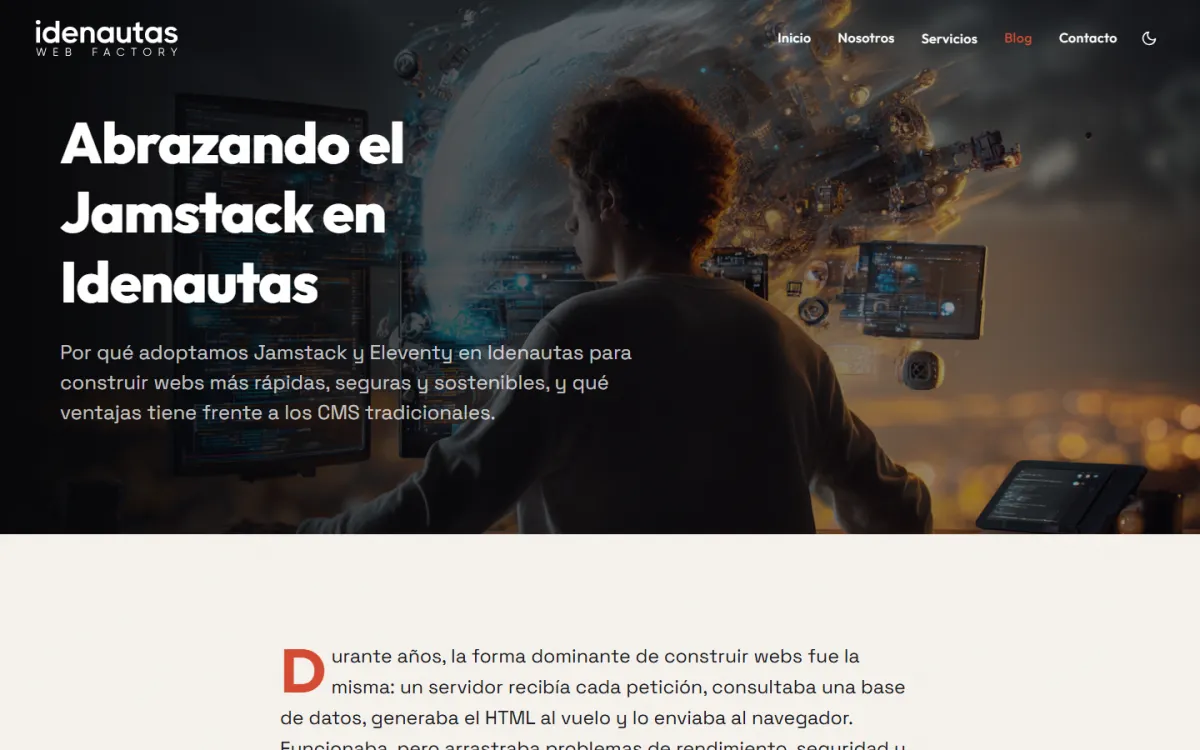 Un artículo del blog, con su titular sobre una ilustración a todo ancho y el texto debajo
